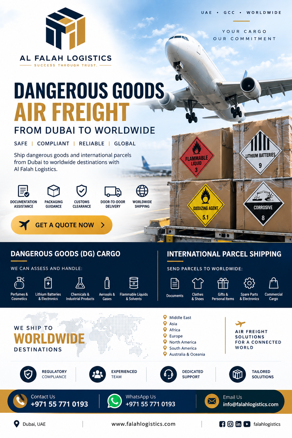 Dangerous goods air freight Dubai DG cargo shipping from Dubai