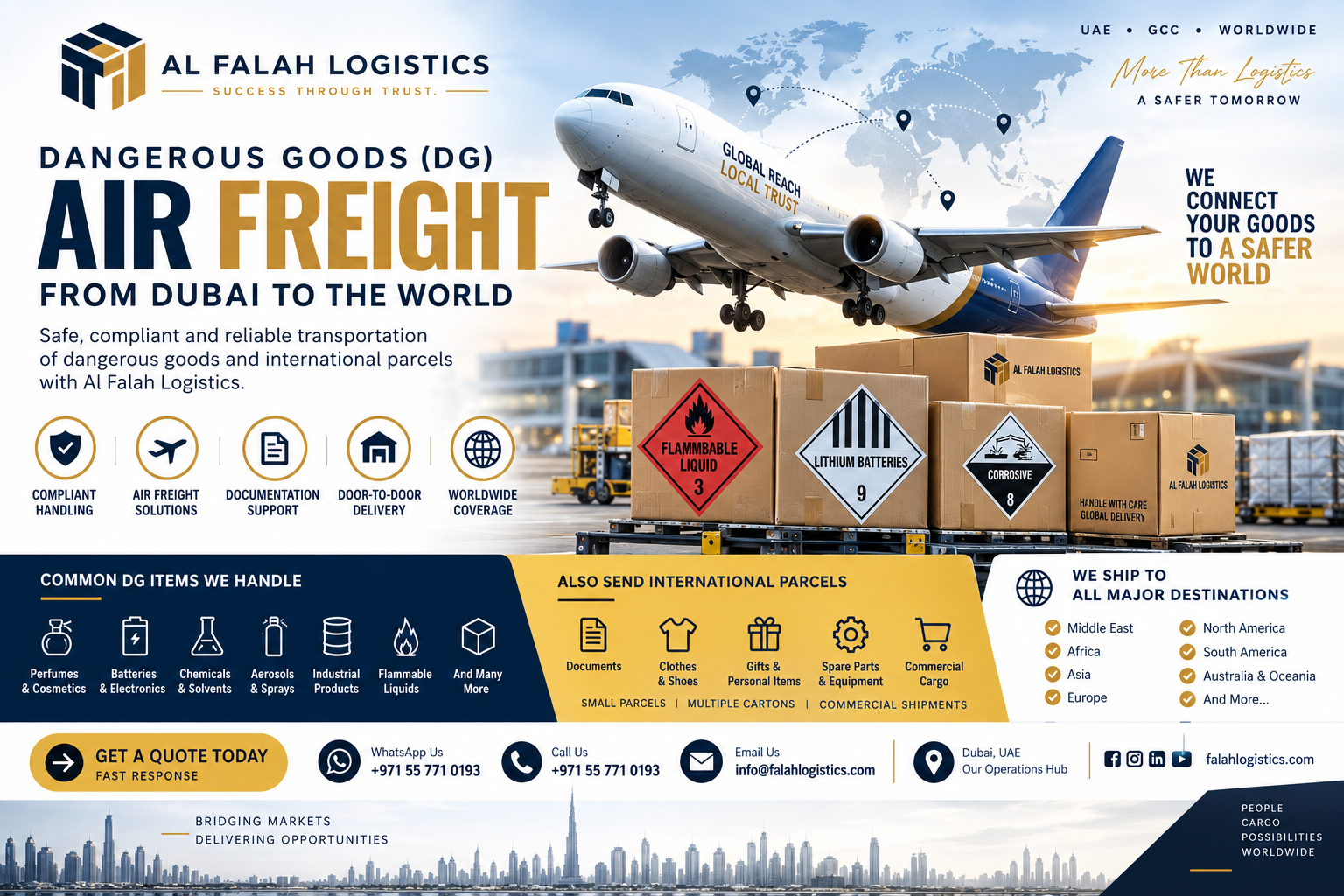 Dangerous goods air freight Dubai and international parcel shipping worldwide