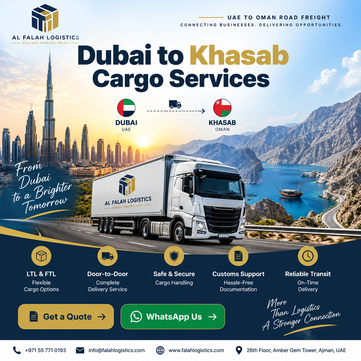 Dubai to Khasab Cargo services by Al Falah Logistics