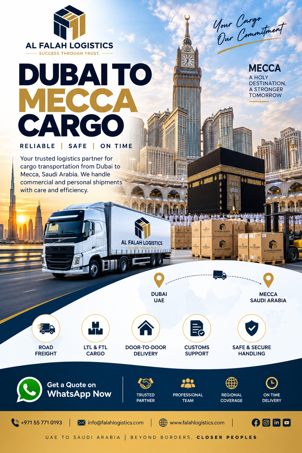Dubai to Mecca Cargo services by Al Falah Logistics