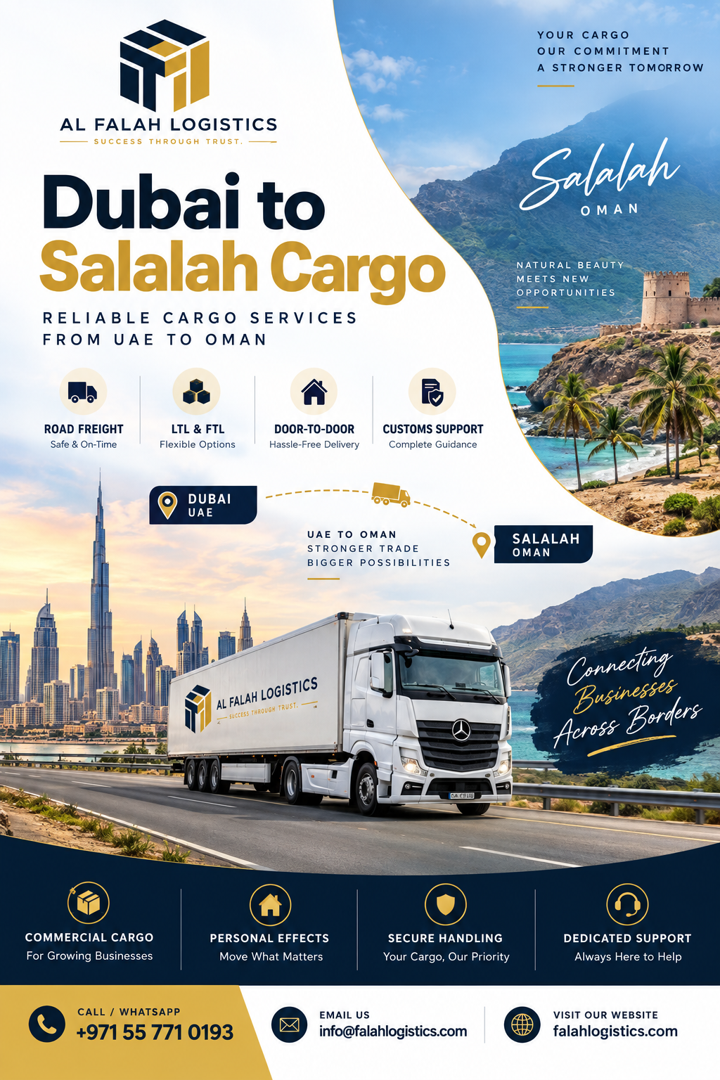 Dubai to Salalah Cargo services by Al Falah Logistics