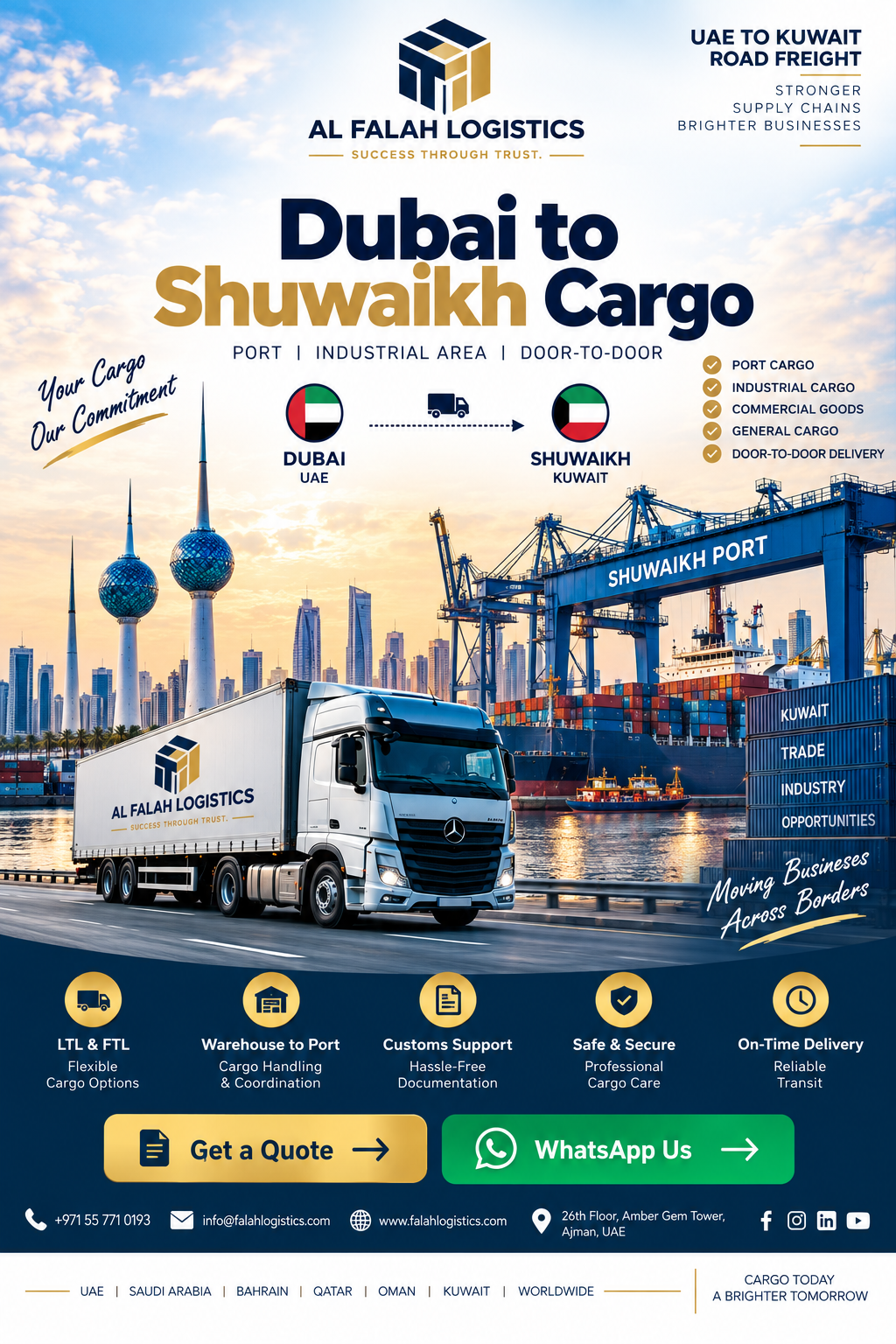 Dubai to Shuwaikh Cargo services by Al Falah Logistics