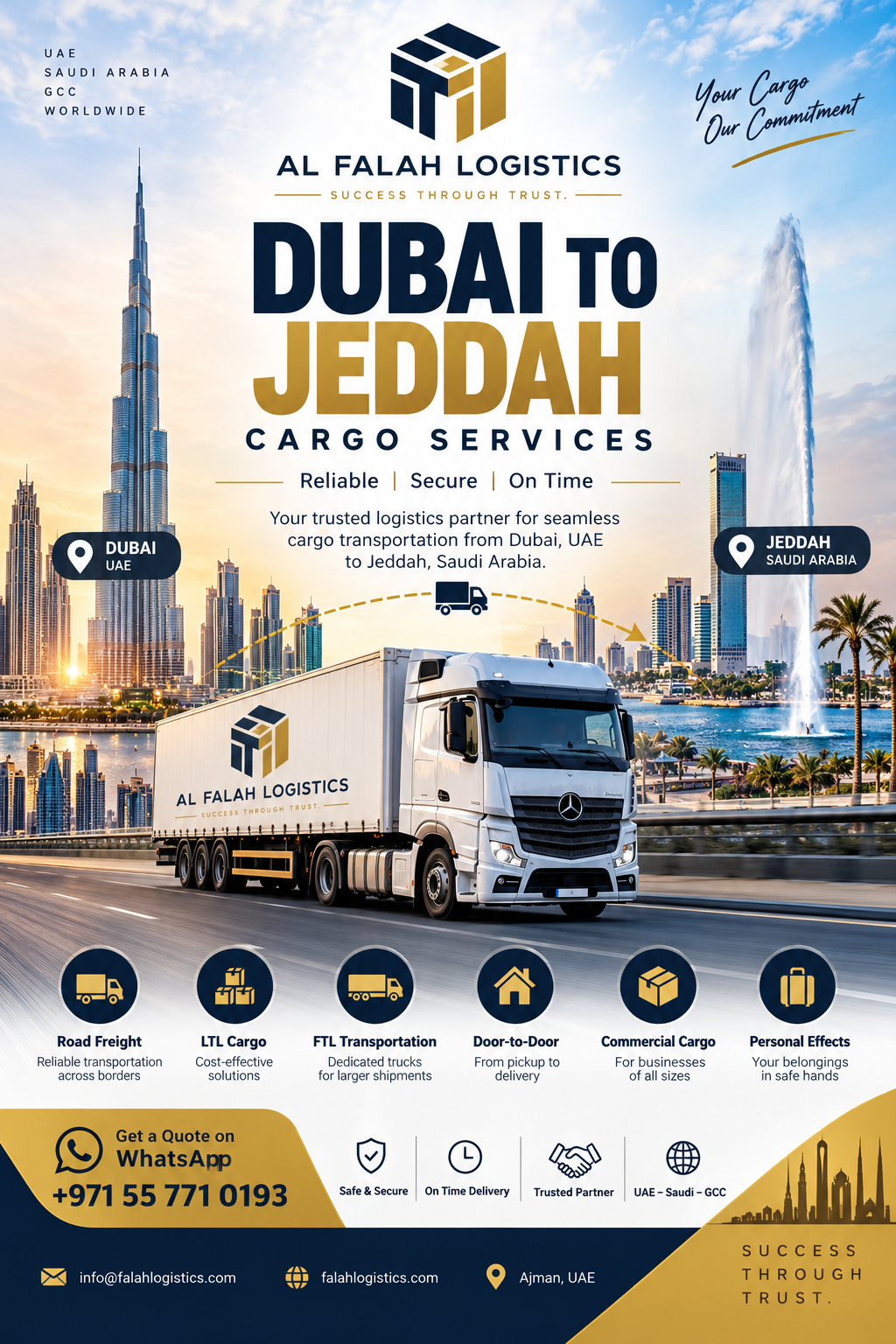 Dubai to Jeddah Cargo services by Al Falah Logistics